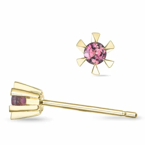 2 x 0,05 ct pinkki turmaliini solitaire-nappikorvakorut 14 karaatin kultaa kanssa turmaliini 