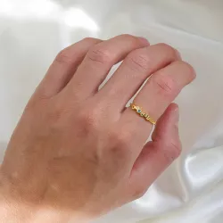 monivärinen zirkoni sormus kullattua hopeaa